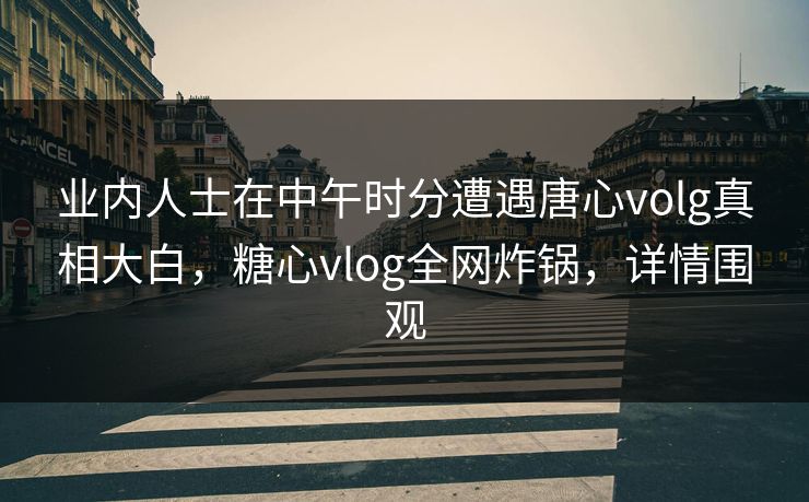 业内人士在中午时分遭遇唐心volg真相大白，糖心vlog全网炸锅，详情围观