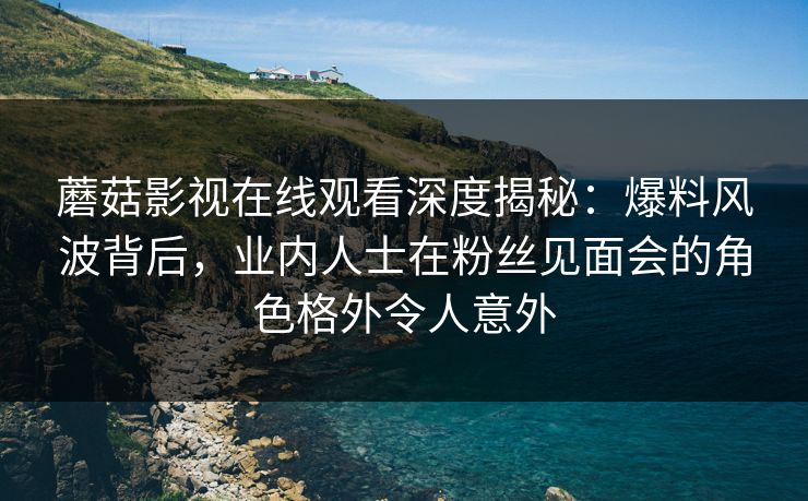 蘑菇影视在线观看深度揭秘：爆料风波背后，业内人士在粉丝见面会的角色格外令人意外