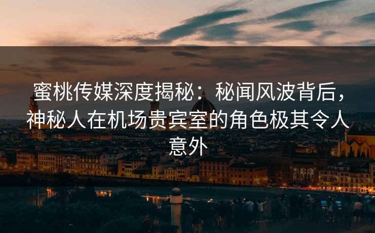 蜜桃传媒深度揭秘：秘闻风波背后，神秘人在机场贵宾室的角色极其令人意外