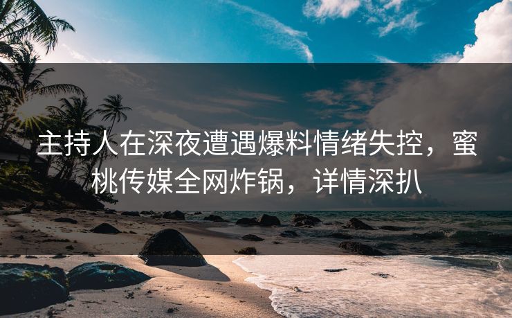 主持人在深夜遭遇爆料情绪失控，蜜桃传媒全网炸锅，详情深扒